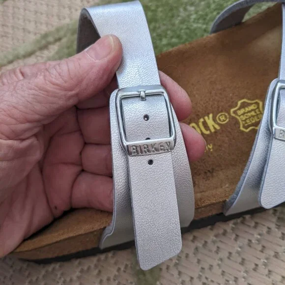 Birkenstock Mayari Sandals, Silver, size EU 37 (US 6.5/7) NEW - Picture 5 of 7